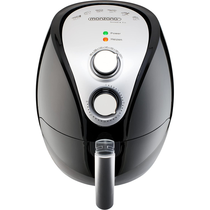 Фритюрниця MONZANA 3.6 л з антипригарним покриттям 9в1 Функція 80-200C Cool Touch Посудомийна машина Безпечна кухня Фритюрниця Духовка з гарячим повітрям Чорний