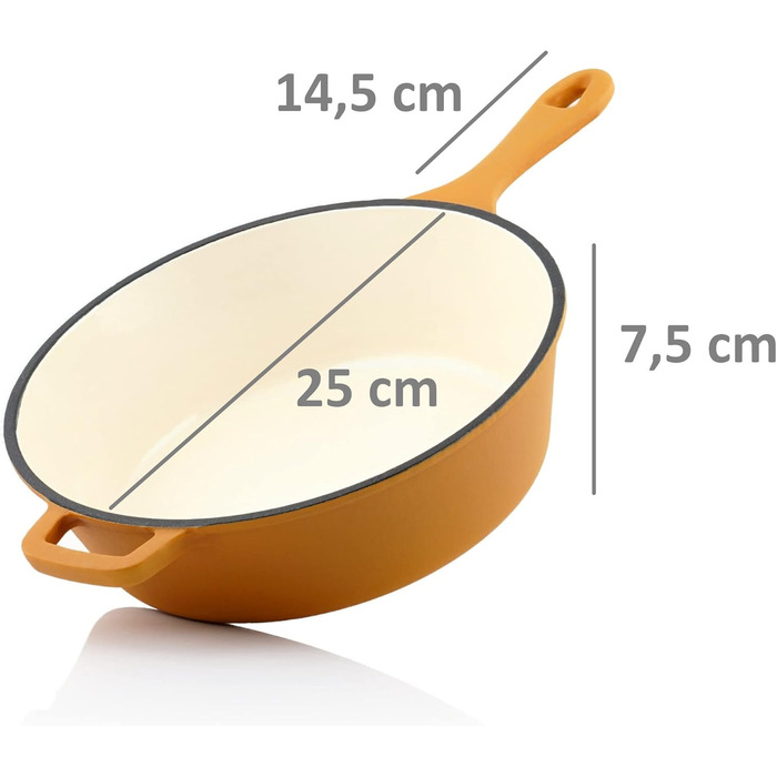 Чавунна каструля Mahlzeit 4,4 л помаранчева, кругла емальована чавунна сковорода з кришкою чавунна каструля, підходить для індукці