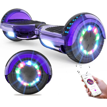 Гіроскутери GeekMe 6,5 дюймів з двома двигунами, 2 колесами та світлодіодними ліхтарями, Bluetooth, фіолетовий колір