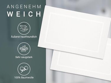 Комплект із 2 килимків для ванної 50x80 см - надзвичайно поглинаючі та м&39які килимки для ванної білого кольору - з глибокими смужками та тканим каркасом - бавовна - готельна якість 2 килимки для ванної білі