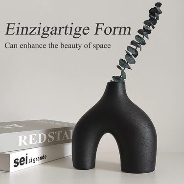 Чорна керамічна ваза Набір з 2 подвійних гірських ваз для сучасного декору в стилі бохо скандинавського мінімалізму - вази для віт