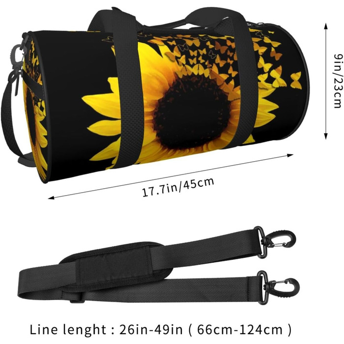 Дорожня сумка з малюнком стрекози, кругла, великої місткості, легка та міцна, ідеальний подарунок для піших прогулянок, відпустки, ділових поїздок та іншого, з квітковим та метеликовим дизайном (соняшники, квіти, метелики).