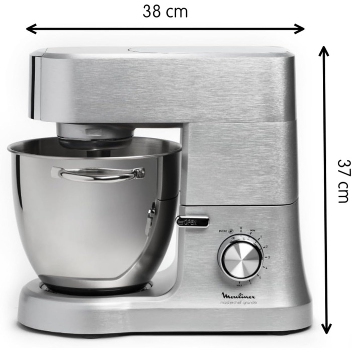 Планетарний міксер Moulinex Masterchef QA810D, 6,7 л, кухонний комбайн з віночком, вінчиком, гаком для тіста, 1500 Вт, 8 швидкосте