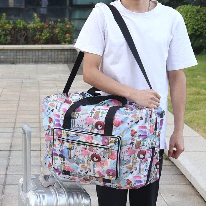 Велика складна дорожня сумка Arxus Носіть дорожню сумку поверх багажу на вихідних за допомогою плечового ременя. Дівчата малюють.