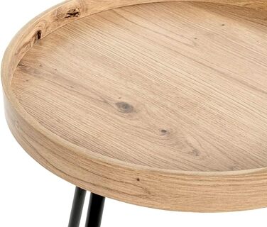 Журнальний столик HAKU Furniture, світлий дуб, чорний, МДФ, метал - Розміри В 45 x Ø 40 см, Стиль Сучасний