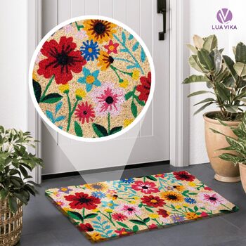 Кокосовий килимок для дверей - Ботанічний - 40x70 см - Килимок для дверей для приміщень та вулиці - Килимки для передніх дверей - Вуличний килимок - Килимки для дверей - Кокосовий килимок для дверей