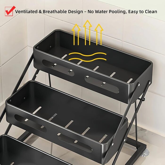 Рівнева складна полиця для спецій Bokelai, регульована по висоті кухонна полиця для зберігання Органайзер для спецій з протиковзкими накладками Металевий органайзер для спецій для шафи та стільниці Чорний - 3 рівні, 3-