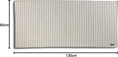 Килимок для ванної Mve Eden з картатим візерунком, 60 x 130 см, виготовлений зі 100 бавовни, Натуральний/Чорний, 60 x 130 см (прямокутний), Натуральний/Чорний