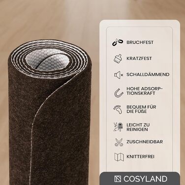 Захисний килимок для офісних стільців COSYLAND 90 120 см - Килимок для офісного стільця - Килимок для офісного стільця - Захисний килимок для підлоги - Килимок для офісних стільців - Килимок для офісного стільця (темно-коричневий)