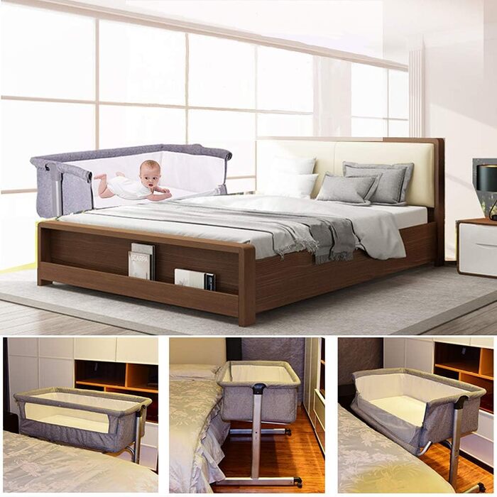 Спільне ліжечко-колиска з матрацом та москітною сіткою 2-в-1 для малюків від 1 до 36 місяців (96 x 57 x 77 см)