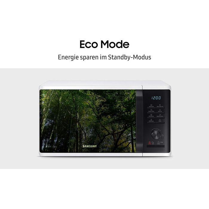 Мікрохвильова піч Samsung MS2AK3515AW/EG, 800 Вт, робоче місце 23 л, ширина 48,9 см, швидке розморожування, 29 автоматичних програм, біла одинарна