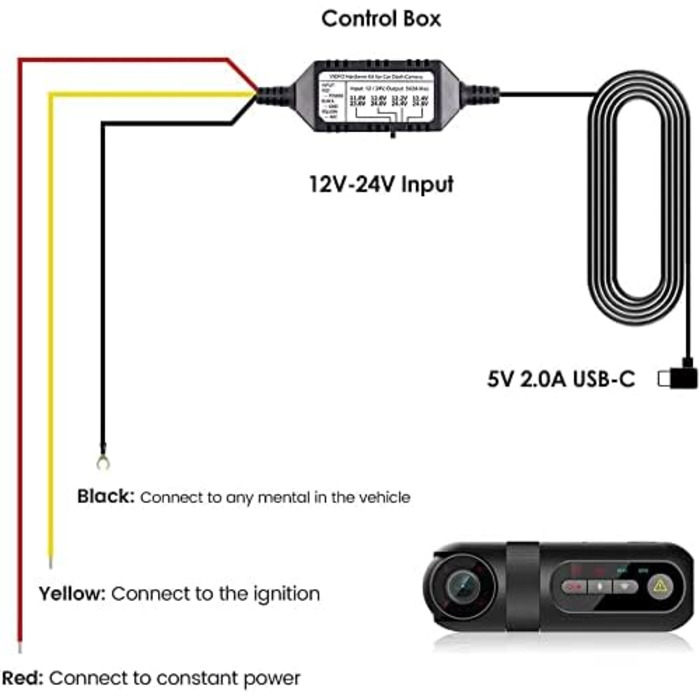 Комплект жорсткого дроту VIOFO HK4 Acc тільки для серій T130 / A119 Mini 2 / WM1 / A229, активує режим паркування і захист від низької напруги