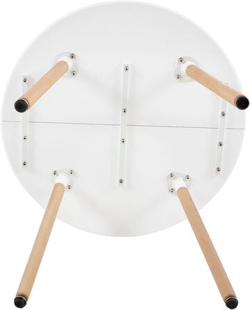 Круглий обідній стіл HJ WeDoo з 4 стільцями, кухонний стіл 90 см та комплект із 4 обідніх стільців, обідній гарнітур, комплект сидінь для кухні та вітальні (білий стіл 4 білі стільці) Обідній стіл 90 см білий, 4 білі букові стільці