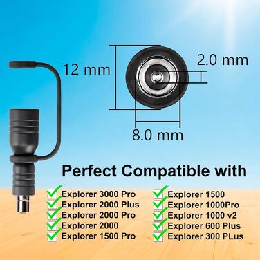 Кабель сонячної розетки на DC 8 мм з адаптером DC 7909 - 8020, кабель сонячної зарядки 14AWG, сумісний з Jackery Explorer 240/1000/2000 Pro Plus, Bluetti EB70/EB3A/AC200MAX, електростанцією Anker 535/555 (5 м).