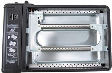 Портативний газовий гриль Rsonic на бутані з решіткою для гриля та пластиною для гриля, включаючи футляр для перенесення, кемпінговий гриль, картриджний гриль, портативний, чорний, безкоштовний освіжувач повітря Clearfee