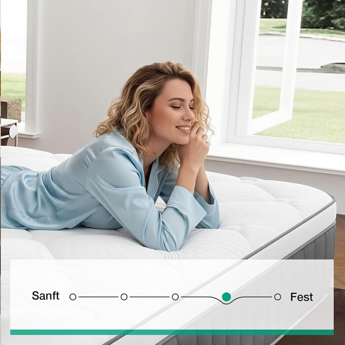 Матрац Novilla 160x200 см, висота 25 см, рівень жорсткості H4, охолоджувальний та дихаючий 7-зонний матрац із холодної піни, матрац із піни з ефектом пам&39яті та комфортної піни, що згортається в рулон, сертифікований Oeko-TEX, дихаючий чохол, білий та с