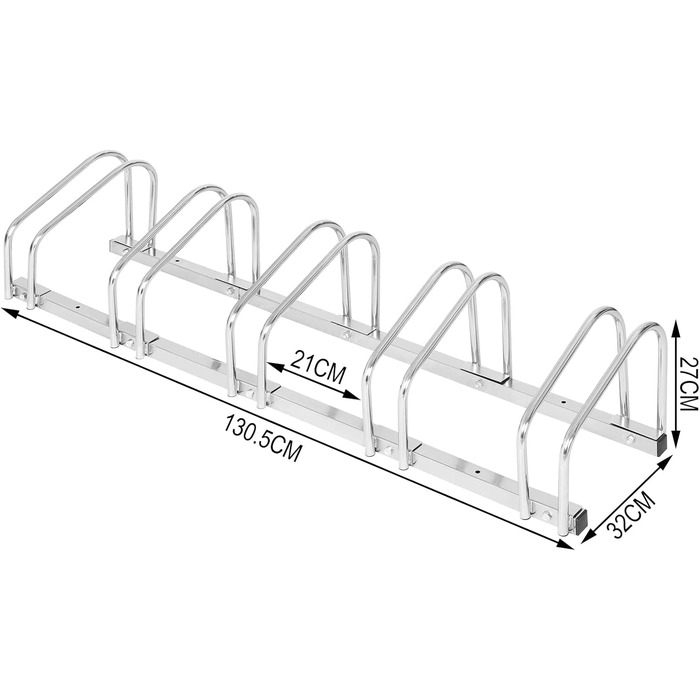 Велосипедна стійка на 5 велосипедів Кріплення для велосипеда на землю Стійка для підвіски велосипеда Металевий тримач для велосипеда FZ1139m3 5 велосипедів срібло