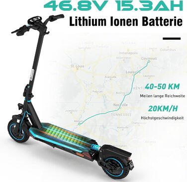 Самокат з допуском до дорожнього руху, 10-дюймовий складаний електричний самокат з вакуумними шинами ABE, електричний самокат для