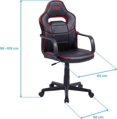 Ігрове крісло Miroytengo Dert для підлітків, регульоване по висоті, чорно-червоне