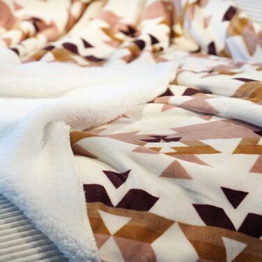 М&39яка ковдра Inka, приблизно 150x200 см, пухнастий плед з візерунком, двостороння ковдра, ковдра на диван з шерпа-підкладкою, покривало для ліжка, плед, ковдра в стилі бохо, вінтаж (рожевий/коричневий)