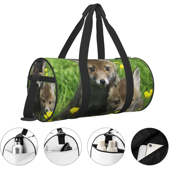 Спортивна сумка-мішок для подорожей, з весняним принтом тварин, чорна, універсальний розмір, дорожня сумка