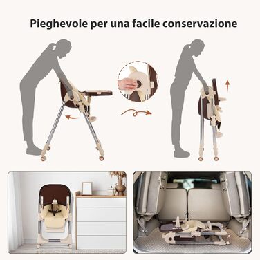 Дитячий стільчик для годування OUNUO Регульований і складний дитячий стільчик для годування Зростаючий дитячий стільчик для годува