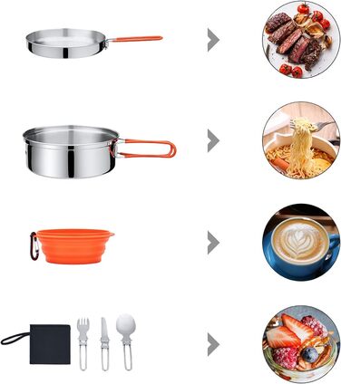 Набір посуду для кемпінгу KingCamp Adventurer I Pro - сталевий казанок та сковорода