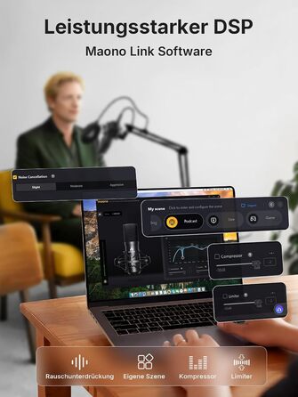 Набір мікрофона MAONO XLR/USB для ПК студійна якість 192кГц/24біт, Plug & Play, 3-рівневе шумозаглушення, 4 пресети. Металевий комплект із ПЗ для подкастів, стрімінгу, запису та вокалу, A04 Gen2
