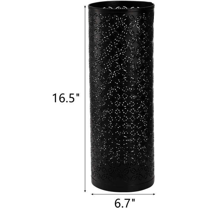 Металева кругла стійка для парасольок Hacaroa, відро для сміття для парасольок, палиці Тримач палиць для передпокою, дім, офіс, чорний