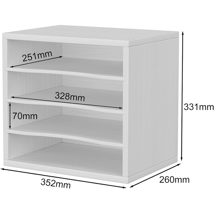 Відділення Дерев'яний офісний настільний органайзер формату A4 Тримач документів Лоток для файлів Тримач журналу Лоток для листів Органайзер для паперових журналів, білий, 4