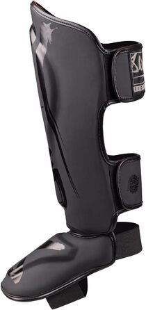 ЗБРОЇ Щитки для гомілок Unlimited 2.0, матово-чорні, для тренувань та змагань, високоякісна синтетична шкіра та ідеальна амортизація, муай-тай, K1, MMA, карате та кікбоксинг, 8