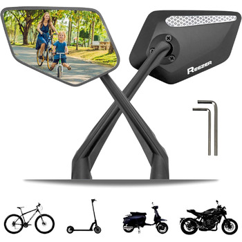 Велосипедні дзеркала REEZER (праве ліве) з надзвичайно великою дзеркальною поверхнею - регульоване на 360 велосипедне дзеркало для керма електровелосипеда та електросамоката - дзеркало заднього виду, сумісне з усіма моделями - комплект пар (праве ліве)