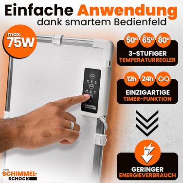 Протипліснявий обігрівач Toni&39s Mold Shock для боротьби з пліснявою Висушує холодні, вологі стіни та усуває причину появи плісняви без хімікатів Термостат, таймер та захист від перегріву