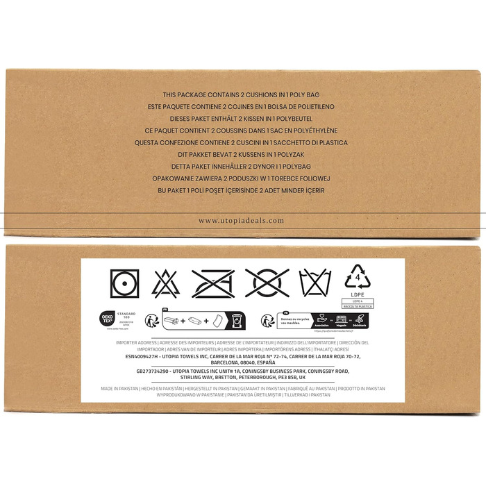 Комплект постільної білизни Utopia з 2 наповнювачів подушок 40 х 40 см, Внутрішня подушка Наповнювач Подушка Диванна подушка (біла