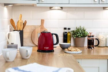 Чайник Russell Hobbs малий 1,0 л Кольори Нержавіюча сталь Червоний (2400 Вт, функція приготування під тиском, знімний фільтр від накипу, зовнішній індикатор рівня води, маленький туристичний чайник) Чайник 24992-70