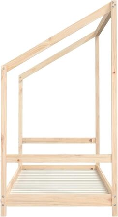 Дитяче ліжко 2x(80x200) см з масиву сосни з міцним каркасом та дихаючими фанерними ламелями для гарної підтримки матраца 205,5 x 171 x 158 см Натуральний колір