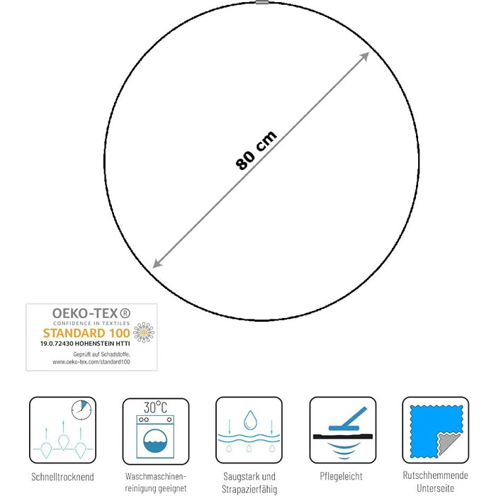 Килимок для ванної Sanilo круглий, багато гарних круглих килимків для ванної на вибір, висока якість, дуже м&39який, швидковисихаючий, можна прати, 80 см (Old Tree)