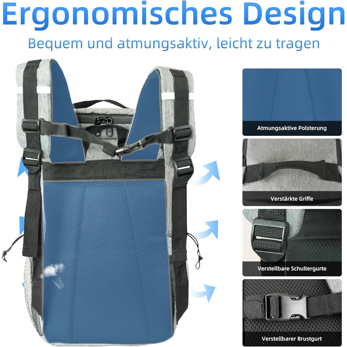 Рюкзак-холодильник для кемпінгу, місткість 24 літри, ізольований рюкзак для пікніка, водонепроникний рюкзак-холодильник, герметична портативна м&39яка сумка-холодильник для пляжу, подорожей, пікніка, сірий