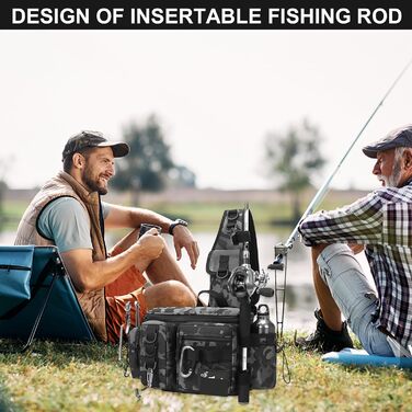 Рибальська сумка Dokeno Sling, наплічна сумка для риболовлі, чорна водонепроникна сумка для рибальських аксесуарів, рибальське спорядження, зносостійка сумка через плече для походів на природі Риболовля Кемпінг Полювання