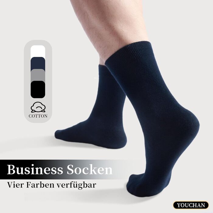 Пар безшовних ділових шкарпеток для чоловіків та жінок, дихаючі бавовняні чоловічі шкарпетки, 10 пар, сині, розмір 43-46, 10