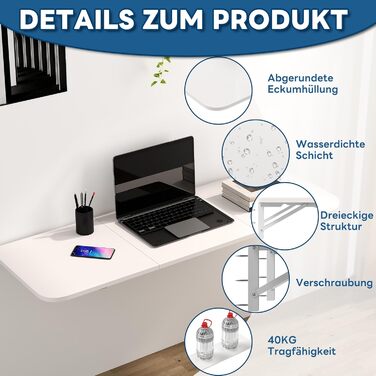 Розкладний настінний стіл uyoyous 120x402 см, настінний розкладний стіл, розкладний настінний стіл, розсувний обідній стіл, настінний стіл для пральні, кухні, офісу, балкону, ноутбука