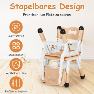 Дитячий стілець пластиковий, дитячий стілець для письмового столу регульований по висоті, дитячі стільці зі спинкою до 100 кг нава