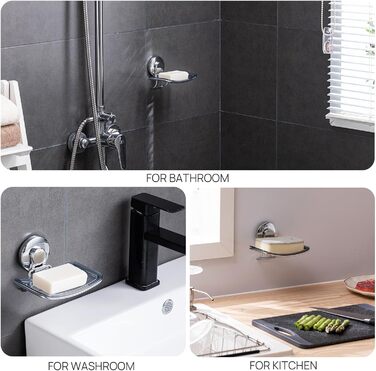 Хромована мильниця для ванної кімнати, всмоктувальна мильниця Max Hold 5 KG без свердління, нержавіюча, водонепроникна, настінна м