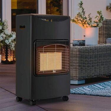 Газовий обігрівач LPG потужністю 4200 Вт, включаючи комплект регулятора тиску газу Газовий обігрівач, радіаційний обігрівач, газовий нагрівальний блок, балони з бутаном та пропаном до 15 кг Тільки для зовнішнього використання