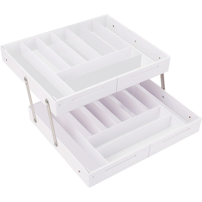 Органайзер для шухляд, складний, стильний, компактний, розширюваний органайзер для столу на кухні та туалетному столику, виготовлений з високоякісного пластику (білого кольору)