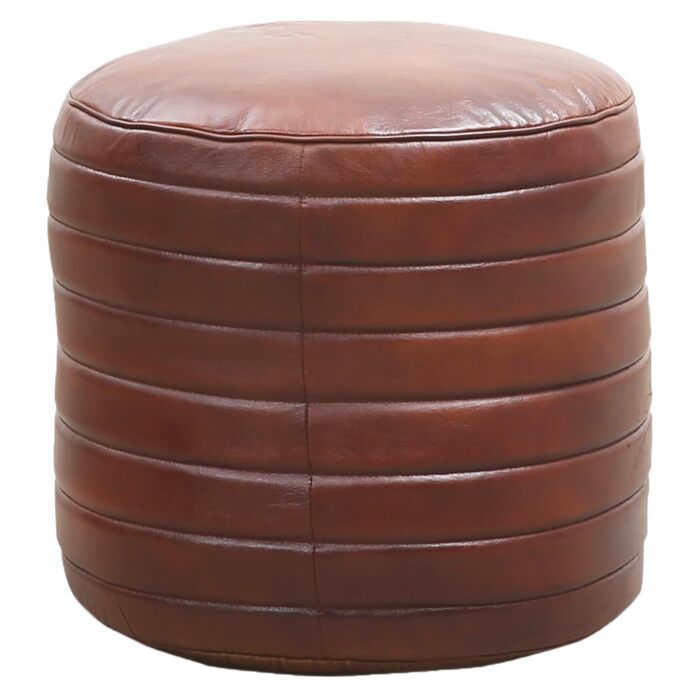 Вінтажний табурет Marrakech з подушкою для сидіння, включаючи наповнювач, виготовлений з натуральної шкіри Пуф-табурет Janeiro кольору коньяку, круглий, 45 см Крісло-мішок для ніг як декор скандинавської спальні та вітальні