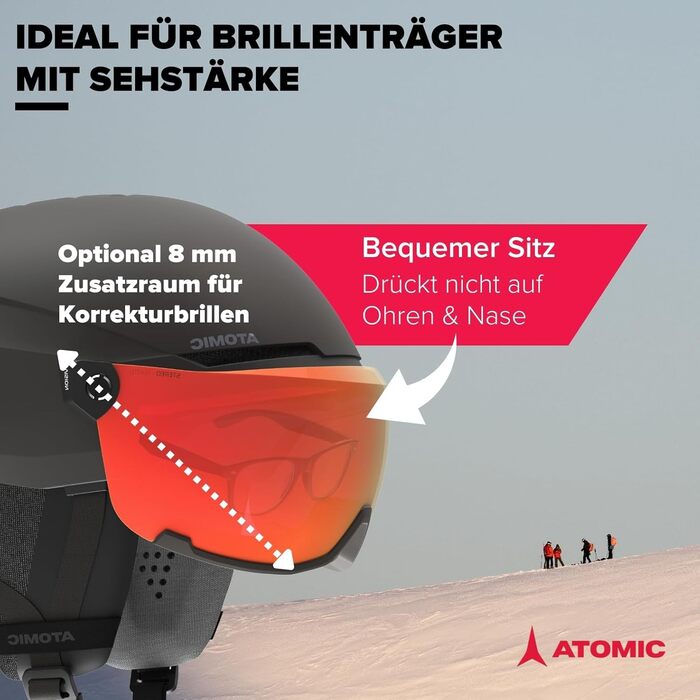 Лижний шолом Atomic Savor Visor Photo з козирком - Максимальна амортизація - Активна система вентиляції кондиціонером - Високоякісне дзеркальне покриття для чіткого огляду Чорний 55-59