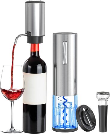 Електричний набір відкривачок для винних пляшок BGFOX акумуляторна з нержавіючої сталі, автоматичний електричний штопор 4 в 1, автоматичний електричний аератор для вина, різак для фольги та вакуумна пробка, подарунки для любителів вина