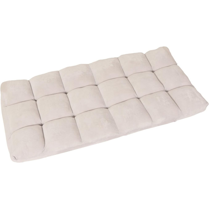 Крісло Mendler HWC-N43, Крісло-реклама з подушкою для підлоги, Складане крісло з 6 положеннями відкидання, Міцний каркас, Оксамит - Кремово-сірий