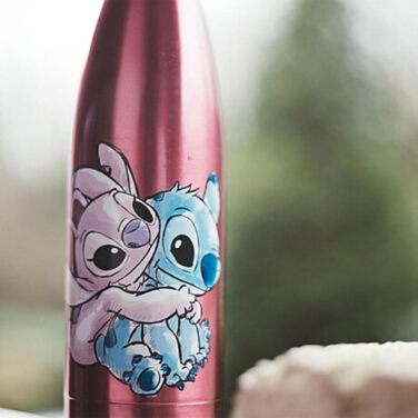 Термос Homadict Disney багаторазова пляшка для води з нержавіючої сталі, Stitch & Angel зберігає напої гарячими або холодними протягом 12 годин для спорту, подорожей, щоденного використання, 500 мл без BPA офіційно ліцензований продукт